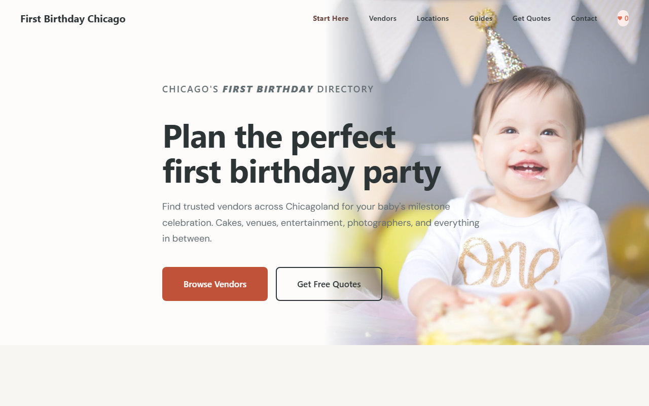 First Birthday Chicago website screenshot