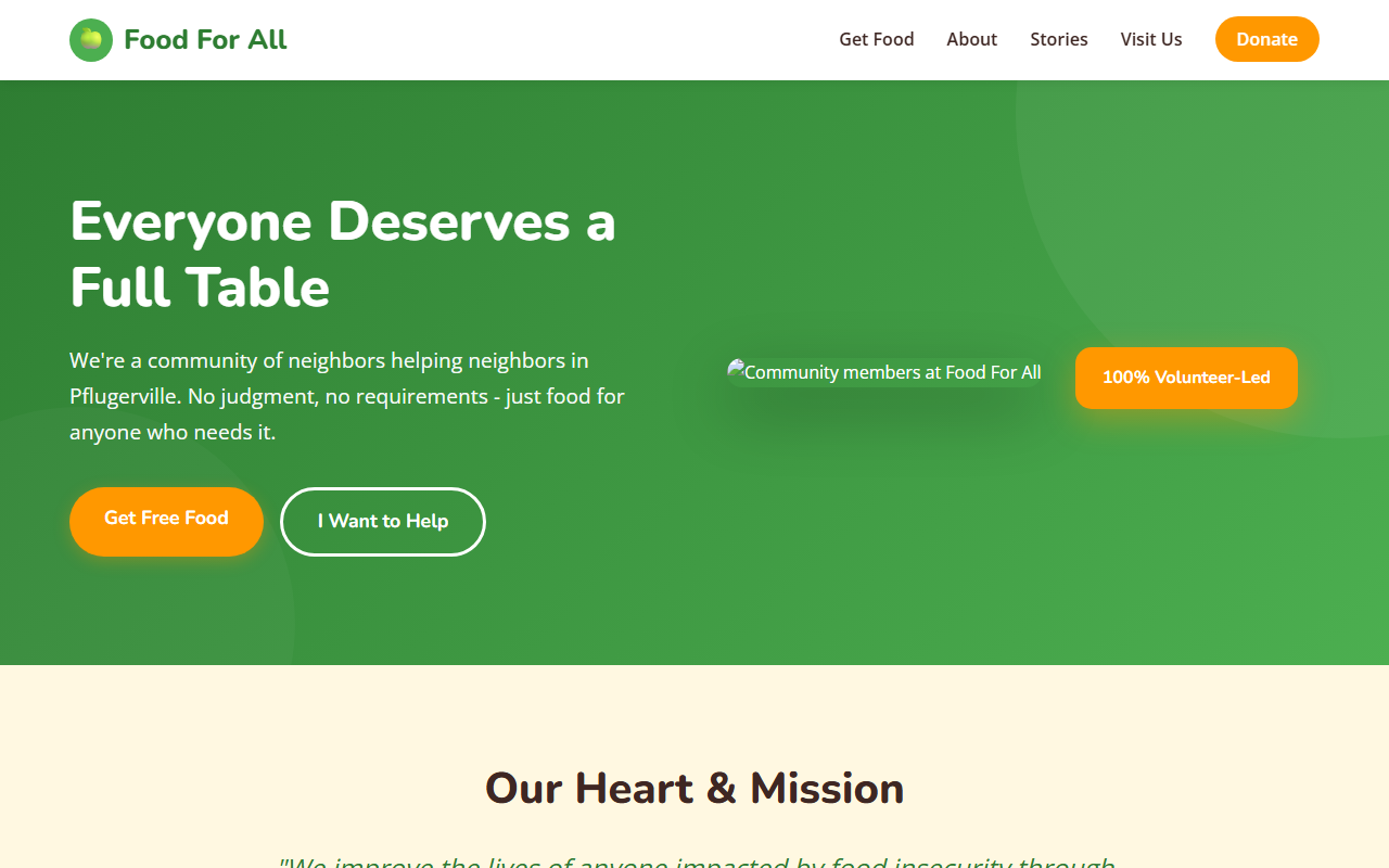 Food For All Project website screenshot